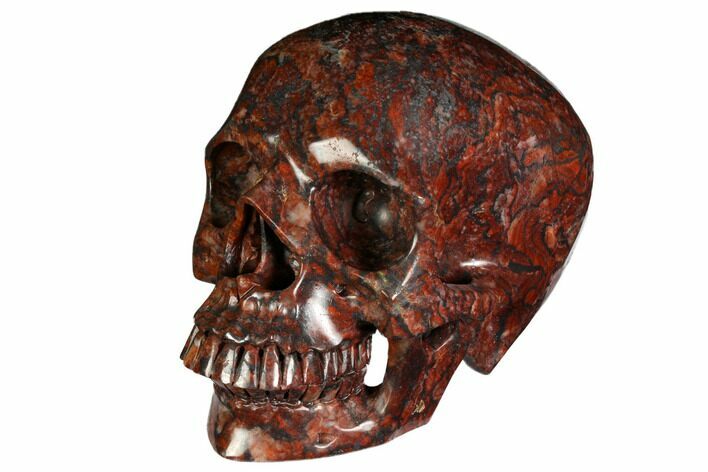 Realistic, Polished Red Picture Jasper Skull #150927